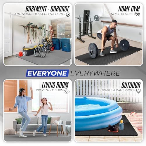 Puzzle Exercise Mat for Home Gym, EVA Interlocking Foam Floor Tiles with Border I79139