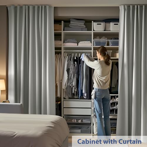 Ceiling Mounted Room Divider Curtain Track Set, Blackout Panel, White Rail, 8.3 x 7 ft K66131