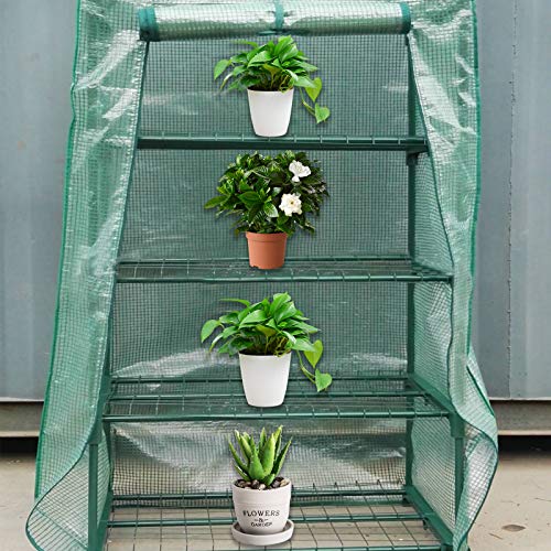 Greenhouse Replacement Cover with Roll-Up Zipper Door for Outdoor Gardening D1780