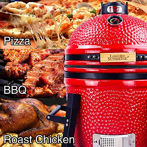 Ceramic Kamado Charcoal BBQ Grill and Smoker, 15 Inch with Tall Stand W2109