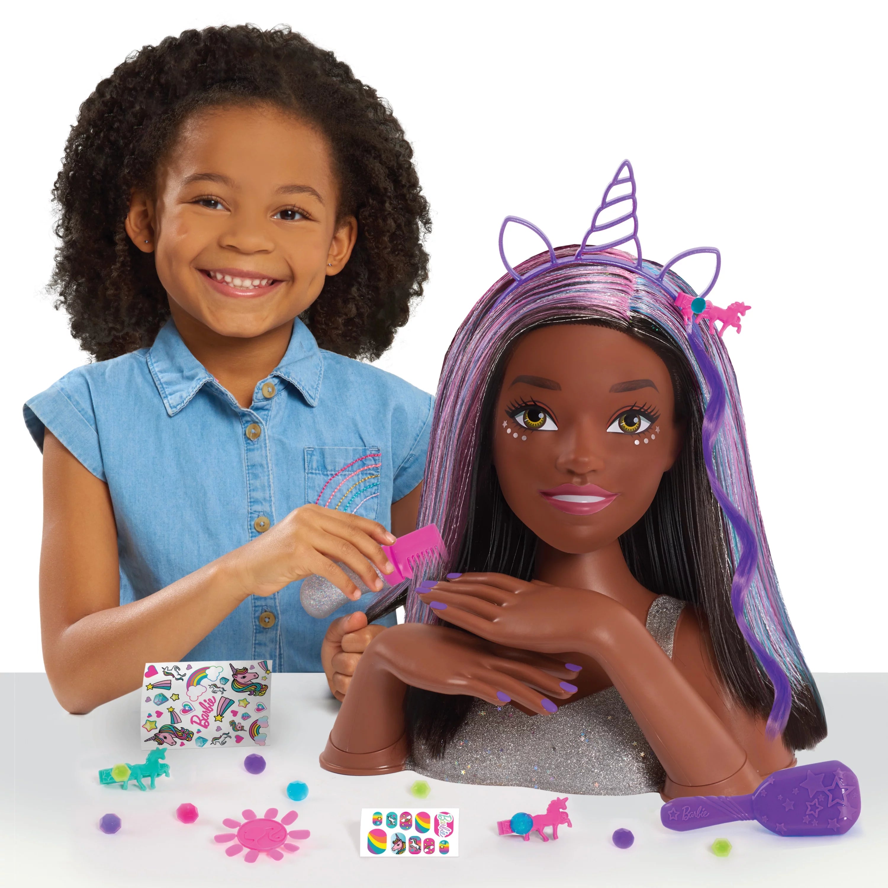 Glitter and Go Styling Head with Black Hair, Kids Toy for Ages 5 Up E551