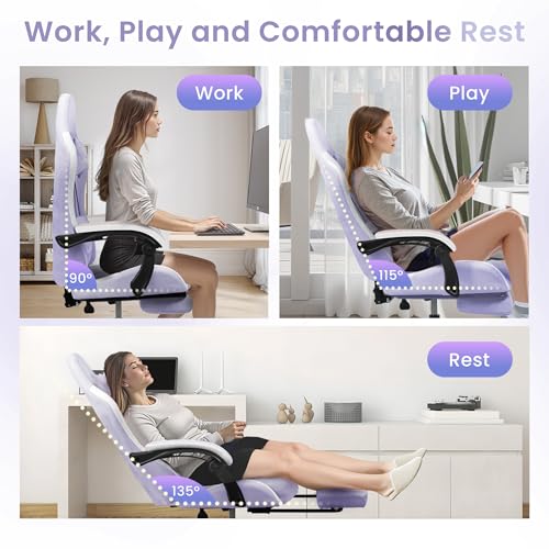 Gaming Chair with Footrest Lumbar Support High Back Recliner Ergonomic Leather Q8605