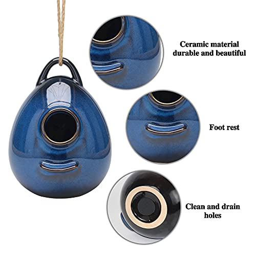 Ceramic Hanging Birdhouse for Outdoor Wild Birds U660
