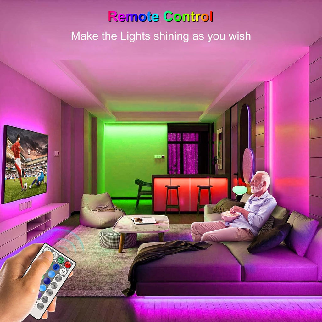 RGB LED Strip Lights Battery Powered, 16.4FT 150 LED, Remote Control, Dimmable S61602