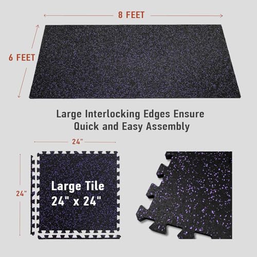Exercise Mats 24 Sq Ft Interlocking EVA Foam for Home Gym I7577