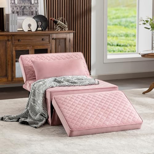 Sofa Bed Folding Ottoman Couch with Adjustable Backrest, Dark Grey C9023