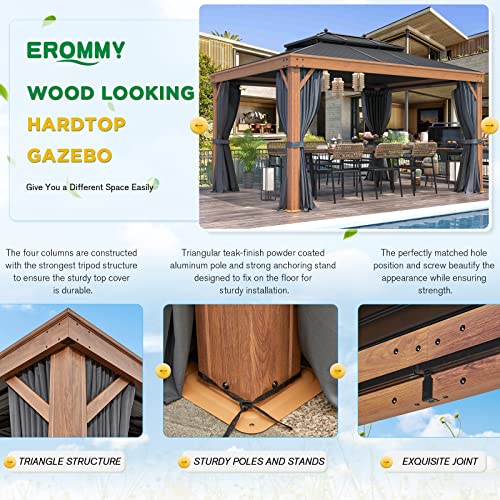 12x20 Hardtop Gazebo Double Roof Galvanized Steel Outdoor Aluminum Frame with Netting and Curtains M3306