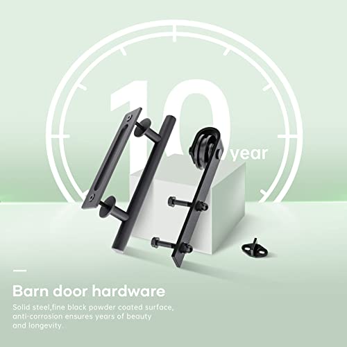 White Barn Door with Sliding Hardware Kit, 7FT, 5-Panel K864232