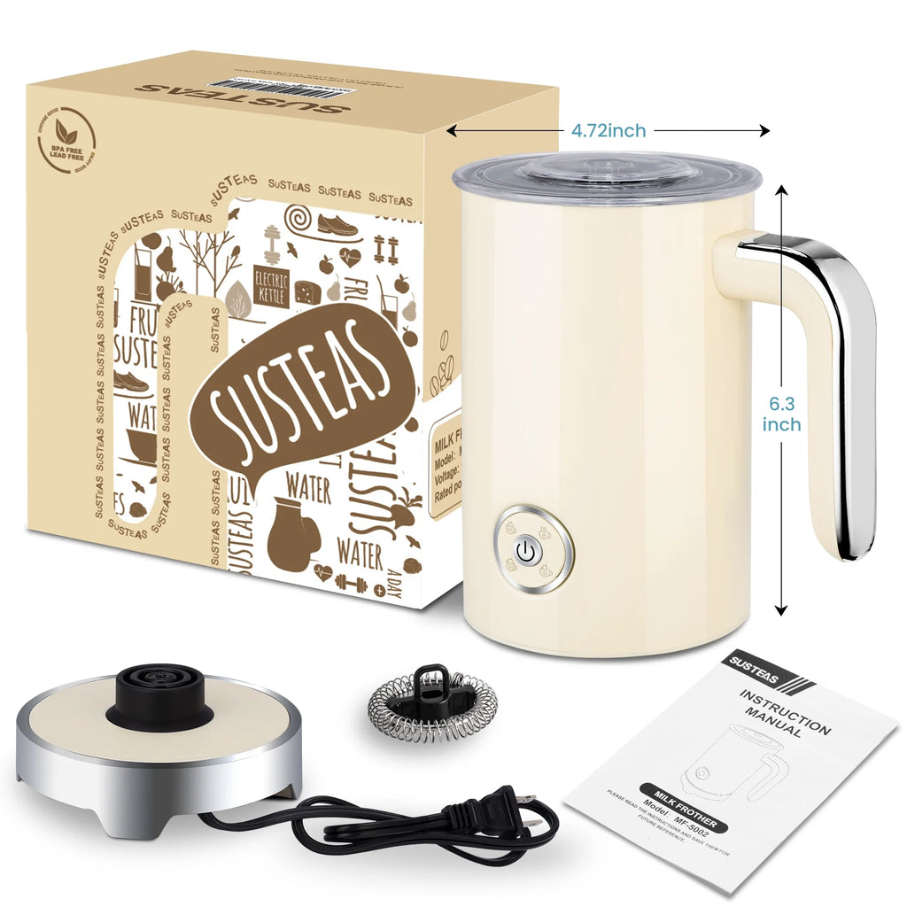 Electric Milk Frother and Steamer with 4 Settings for Coffee, Latte, Cappuccino T2905