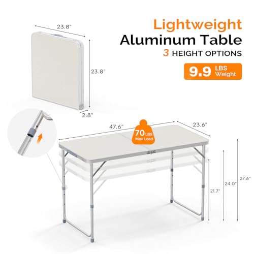 3ft Aluminum Folding Camping Table with Carrying Handle L179408