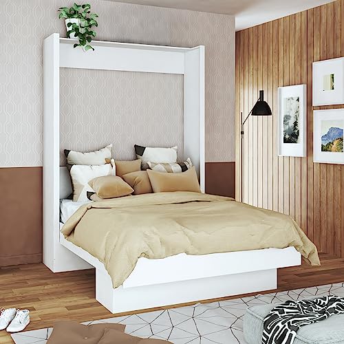 Full Murphy Wall Bed in White with Shelf O67975