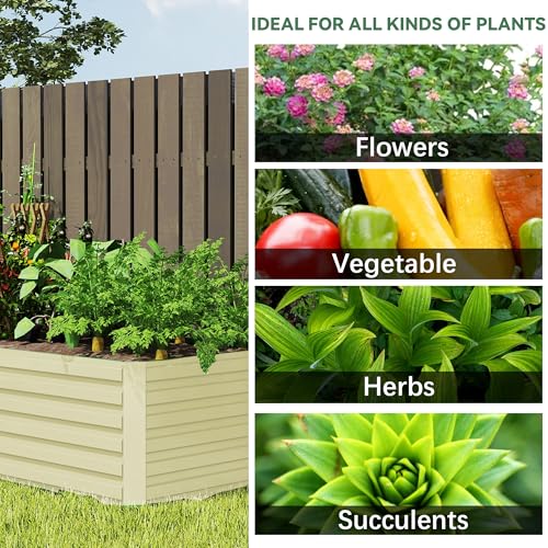 Galvanized Raised Garden Bed 8x4x2ft, Large Metal Planter Box for Vegetables, Flowers, Herbs J9369