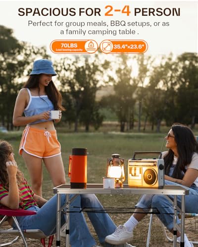 Adjustable Height Folding Camping Table with Mesh Layer Y4319
