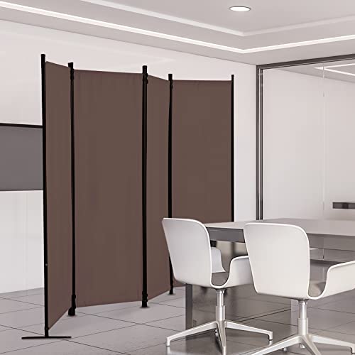 4 Panel Folding Room Divider Privacy Screen with Steel Frame P539789