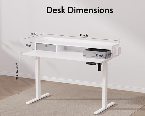 Electric Standing Desk with 2 Drawers, Height Adjustable for Home Office B137