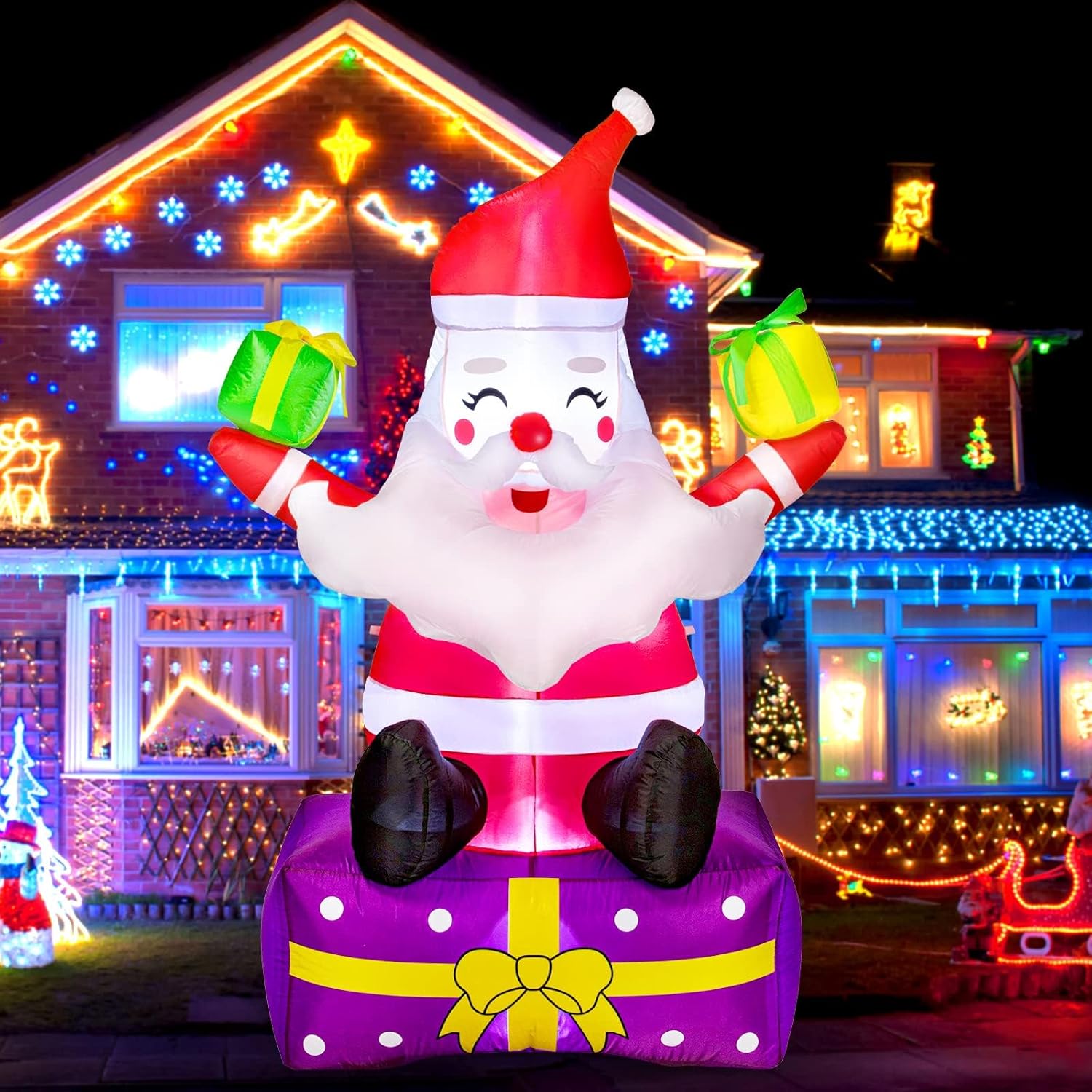 6ft Inflatable Santa Claus with Gift Boxes for Outdoor Yard Decor X222219