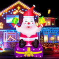 Christmas Inflatables - 6Ft Christmas Outdoor Decorations-Inflatable Santa Claus with Gift Boxes,Blow Up Yard Decor-Built-in LED Lights with Tethers-Stakes for The Yard, Lawn, Garden