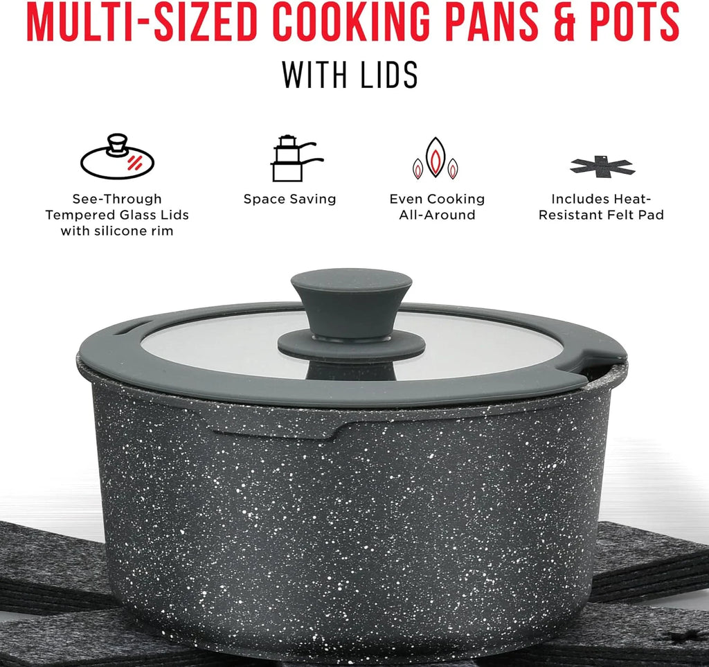 Detachable 15-Piece Cookware Set, Granite Non-Stick, Oven-Safe M216