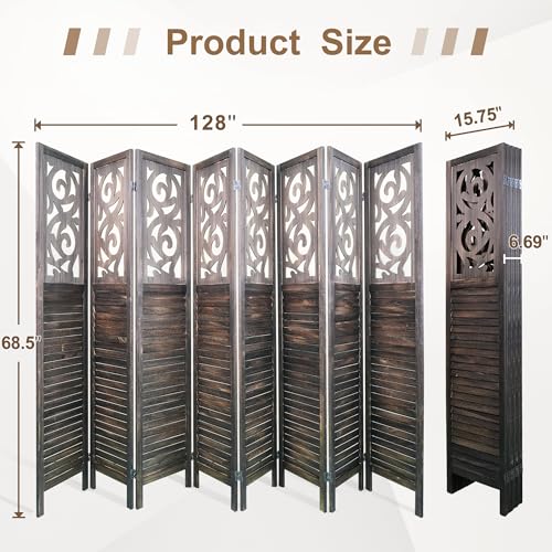 6 Panel Wooden Room Divider with Shelves B102027