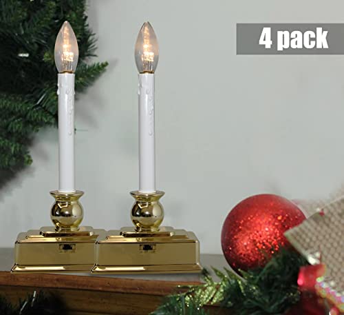 Christmas Window Candles with Timer, LED Flickering Lights, Set of 4 E354346