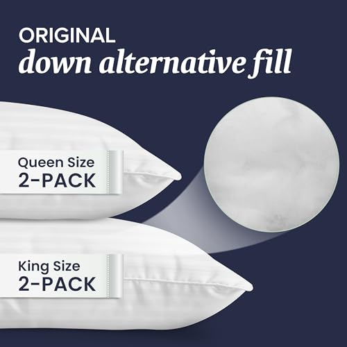 Bed Pillows Standard/Queen Size Set of 2 - Down Alternative Pillow for Sleeping R5876