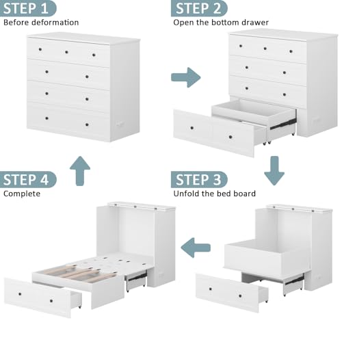 Murphy Bed with Storage and Charging Station, Foldable Panel, for Guest Bedroom, Living Room, Office V324