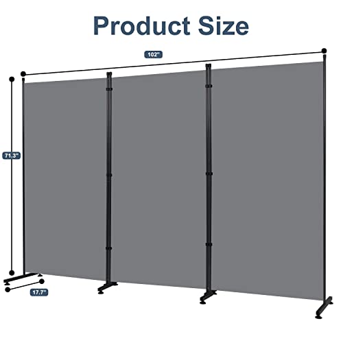Room Divider 6ft 3 Panel Portable Fabric Partition Screen H7762