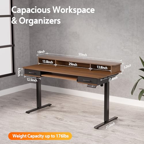 Electric Standing Desk with 2 Drawers, Height Adjustable for Home Office B137