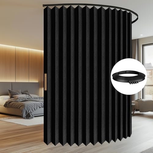 Accordion Room Divider Curtains with Ceiling Track, Grey, W100 x L84 J296