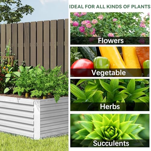 Galvanized Raised Garden Bed 8x4x2ft, Large Metal Planter Box for Vegetables, Flowers, Herbs J9369