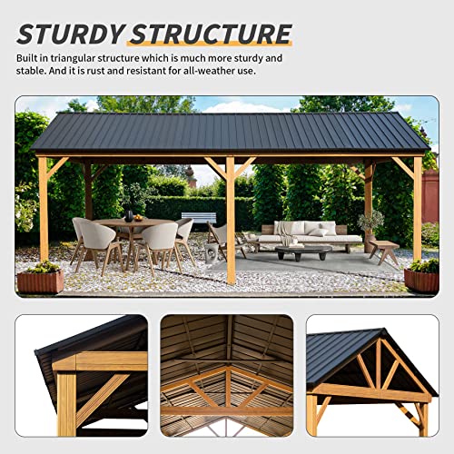 10 x 10 ft Hardtop Gazebo with Netting and Curtains, Galvanized Steel Roof for Patio and Garden X50618