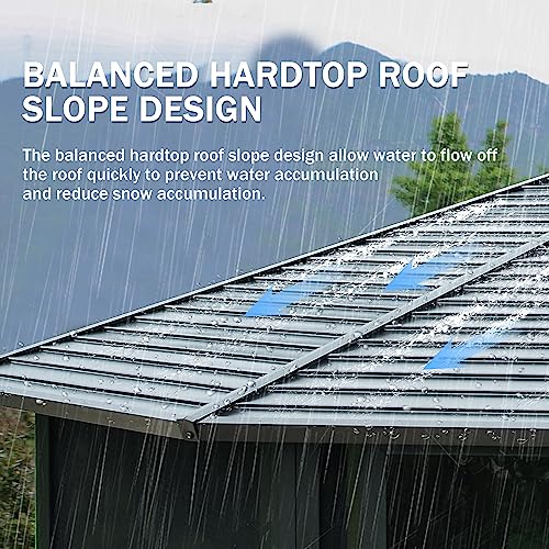 10 x 10 ft Hardtop Gazebo with Netting and Curtains, Galvanized Steel Roof for Patio and Garden X50618