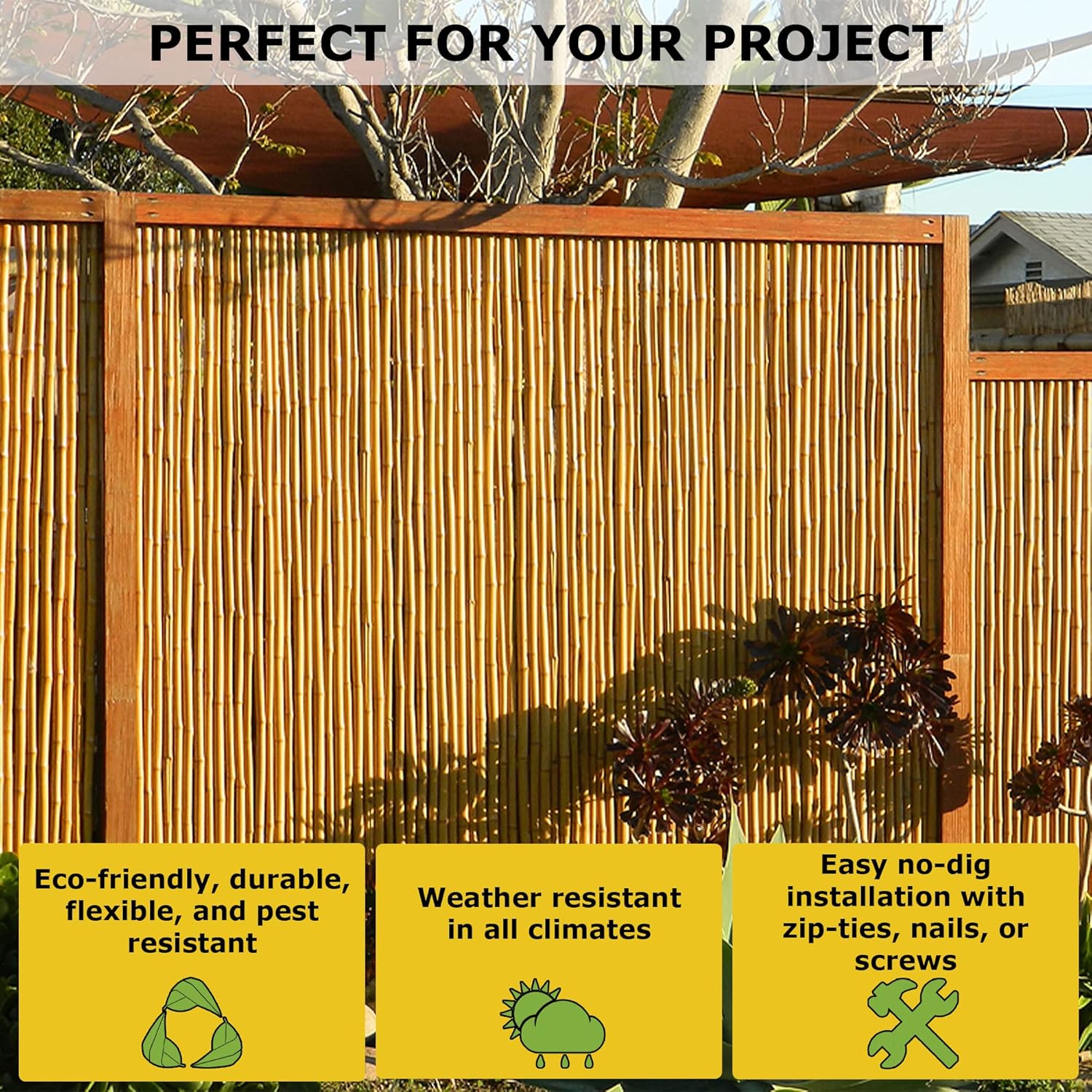 Natural Bamboo Fencing Decorative Rolled Fence Panel P8561