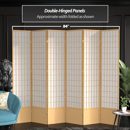 7 ft. Tall Window Pane Shoji Screen Room Divider, 3 Panels T5246