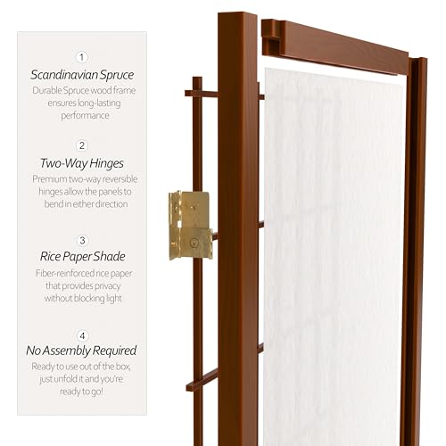 7 ft. Tall Window Pane Shoji Screen Room Divider, 3 Panels T5246