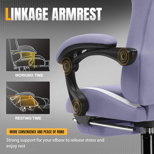 Gaming Chair Ergonomic Office Chair with Foot Rest, Breathable Fabric Computer Chair with Headrest and Lumbar Support V504535