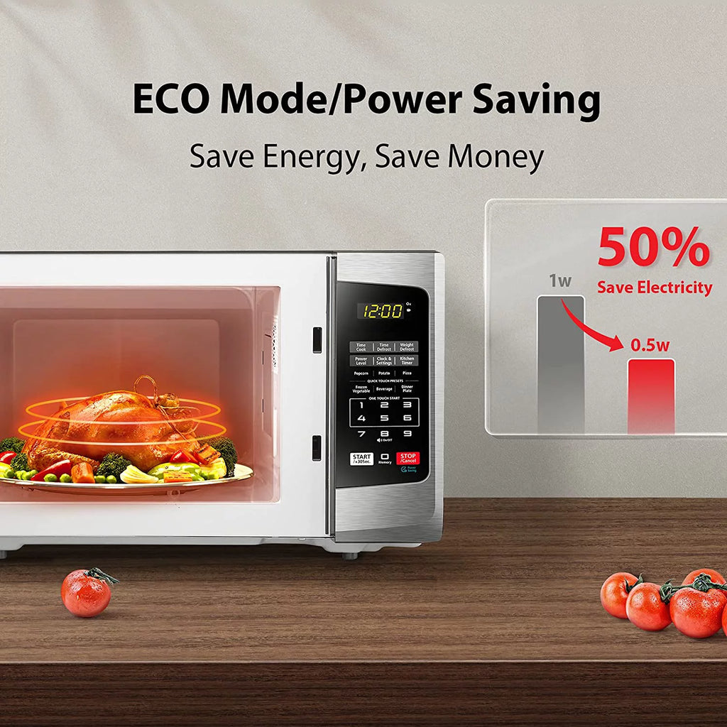 Microwave Oven 0.9 cu ft Stainless Steel with Eco Mode and LED Lighting A805