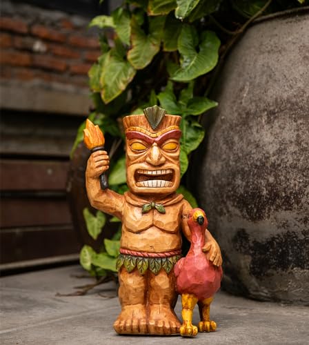 Solar Powered Tiki Statue Garden Decoration Z436