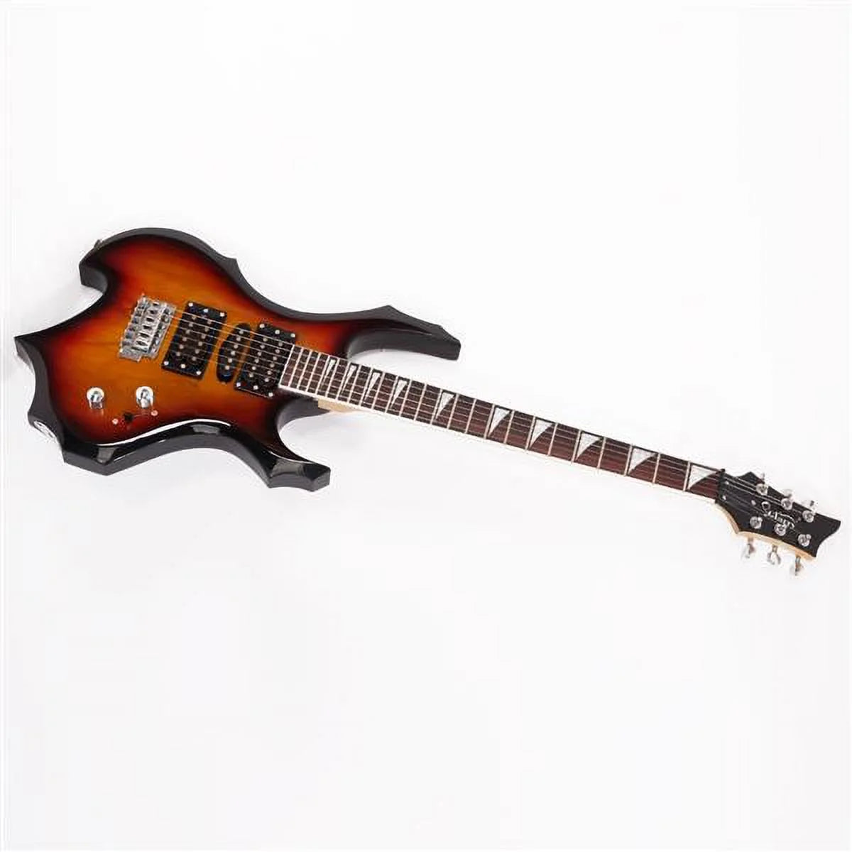 Flame Shaped Electric Guitar with 20W Amp and Accessories, Sunset Color C6474