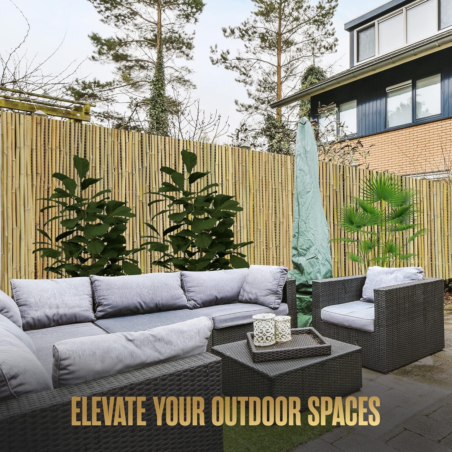 Bamboo Fence 6ft High Outdoor Privacy Screen Rolled Natural Fencing 8ft x 6ft W595