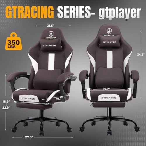 Gaming Chair Ergonomic Office Chair with Foot Rest, Breathable Fabric Computer Chair with Headrest and Lumbar Support V504535
