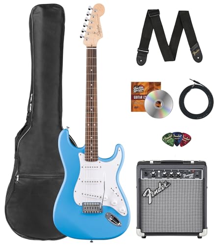 Stratocaster Electric Guitar Bundle with Amplifier, Gig Bag, Strap, Cable, Picks, and DVD S5583