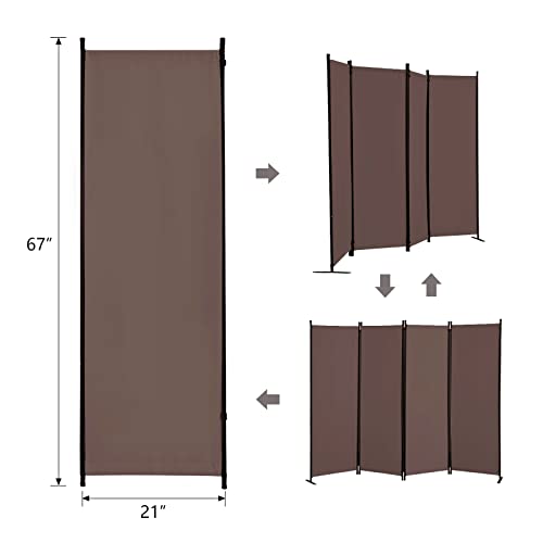 4 Panel Folding Room Divider Privacy Screen with Steel Frame P539789