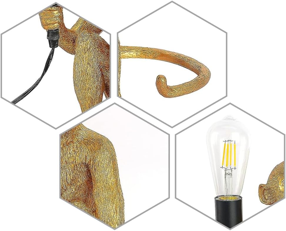 Sitting Monkey Resin Lamp, Gold G5231