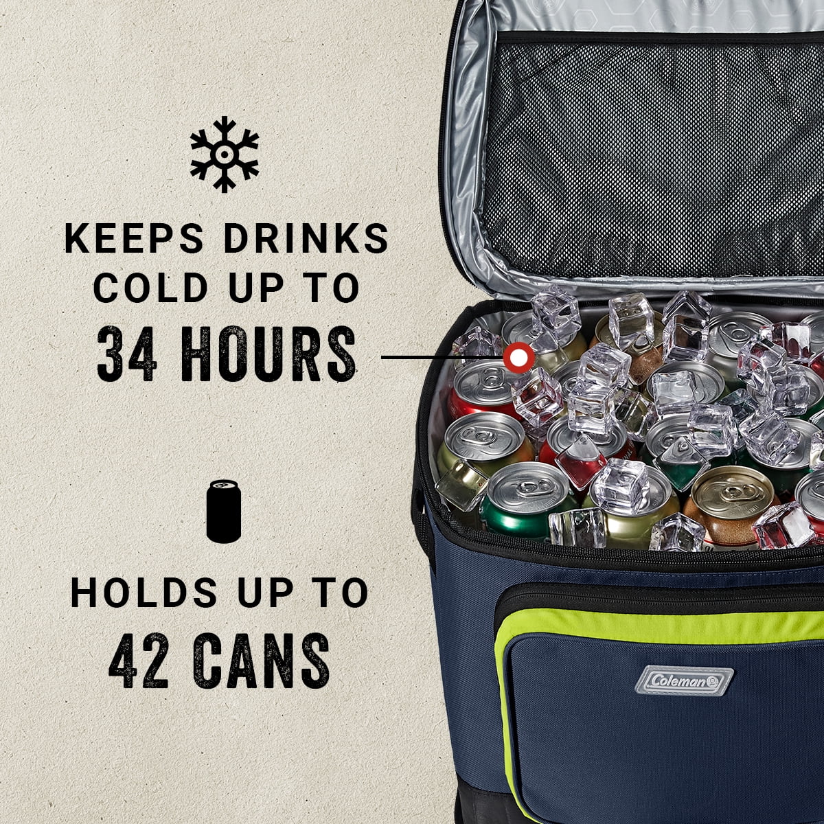 Soft Sided Cooler with Wheels, 42 Cans I1578