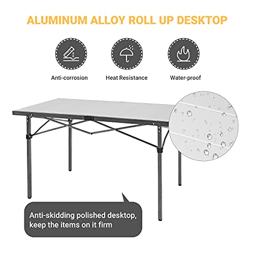 Folding Camping Table Portable Aluminum Roll Up Lightweight for Outdoor Picnic F98743