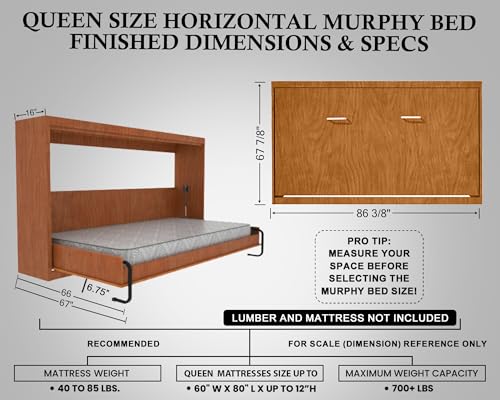 Queen Size DIY Murphy Bed Hardware Kit – Vertical Wall Bed, Space-Saving L424