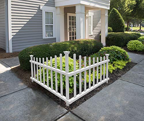 Zippity Outdoor Products ZP19007 No Dig Vinyl Corner Picket Unassembled Accent Fence, 40" W x 30" H, White