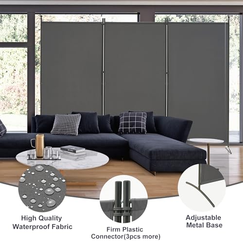 3 Panel Room Divider Folding Partition Privacy Screen, Freestanding Fabric Panel, 102" W x 71" H, Black V153