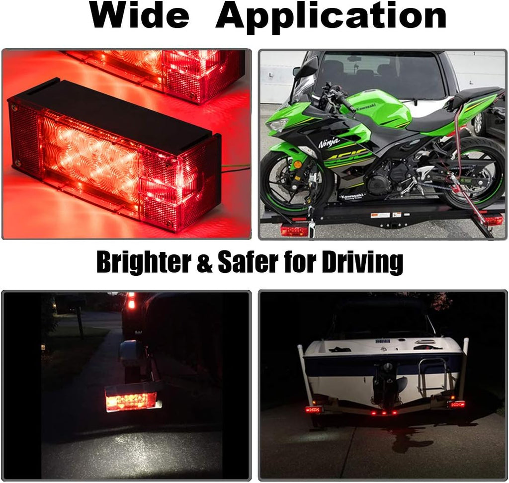 2PCS 12V LED Submersible Rectangular Trailer Lights, Tail Stop Turn Running Lights Kit U685139